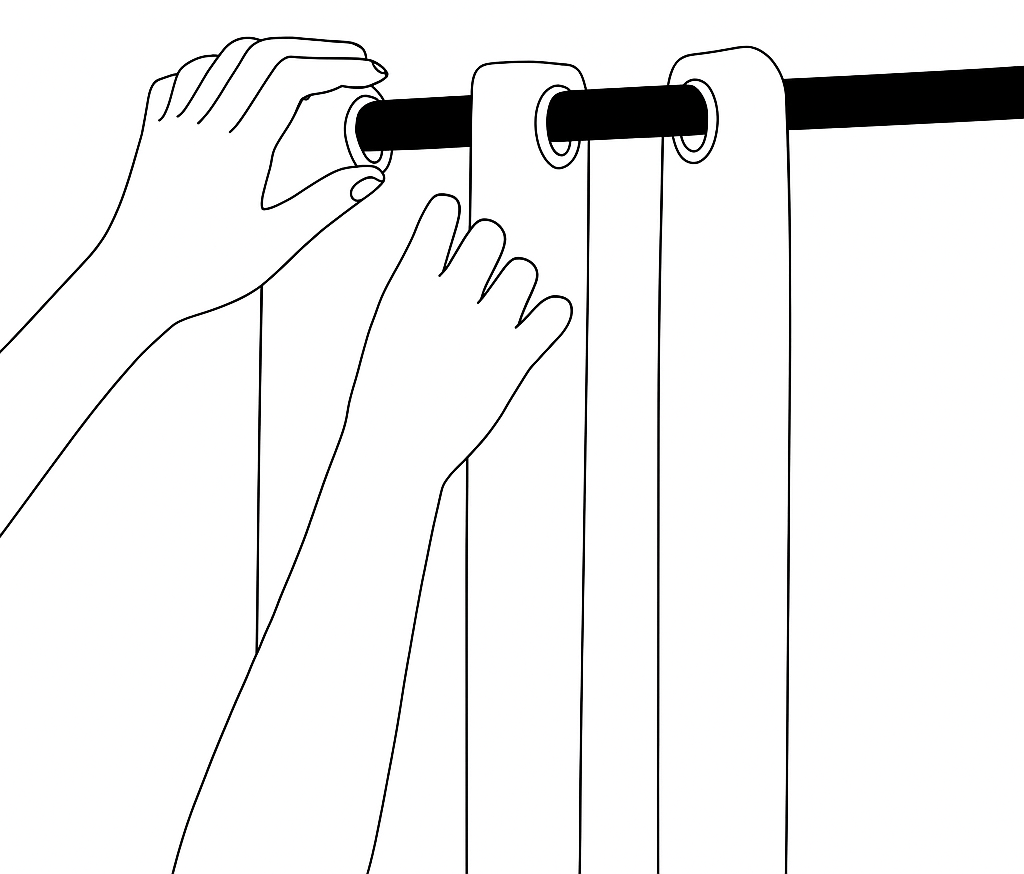 Comment poser facilement des rideaux à œillets : le tuto en 4 étapes simples 3 Poser rideaux à œillets étape 3
